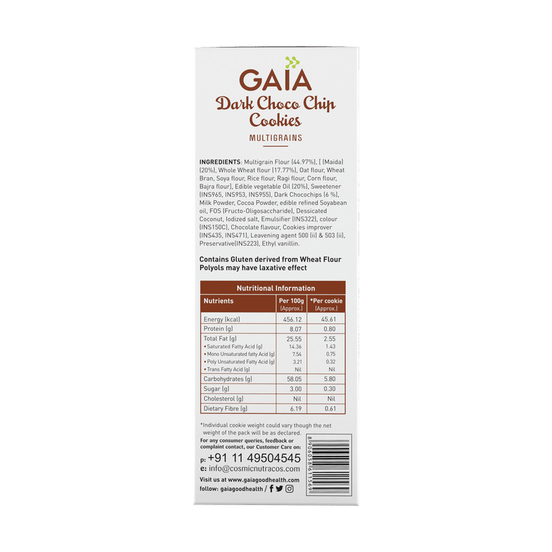 GAIA | Dark Choco Chip Cookies 200g | Pack of 2