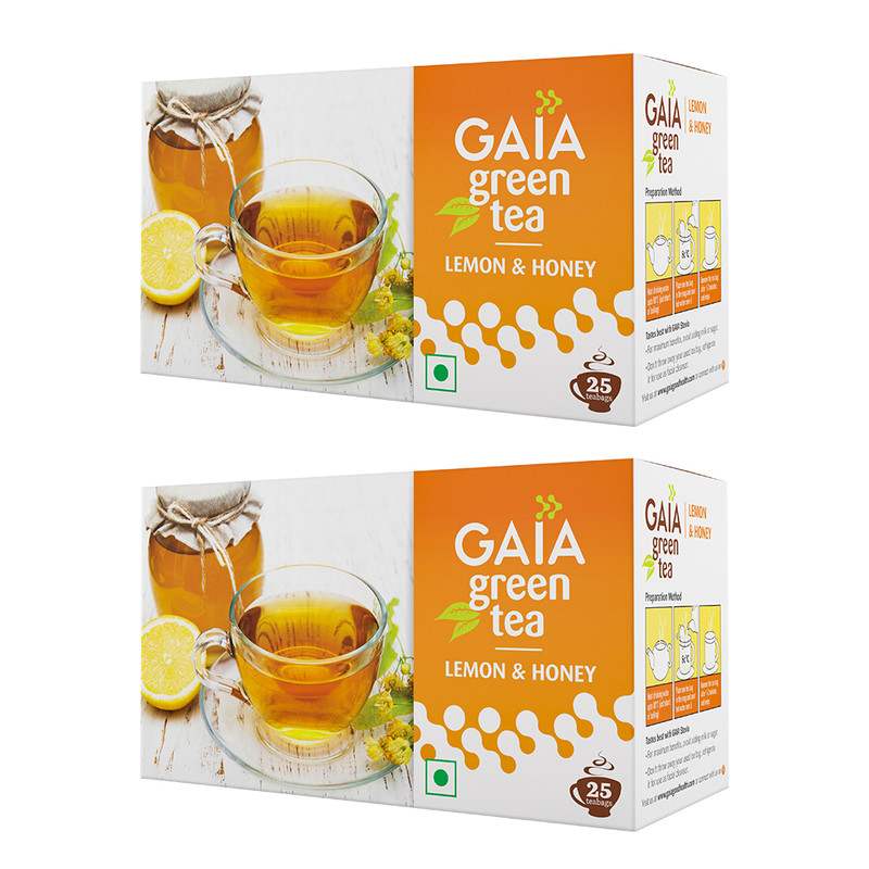 GAIA | Green Tea Lemon & Honey-25 Tea Bags | Pack of 2
