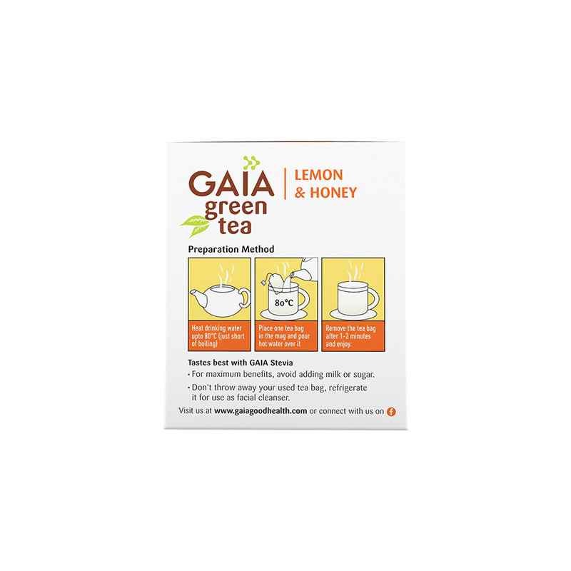 GAIA | Green Tea Lemon & Honey-25 Tea Bags | Pack of 2