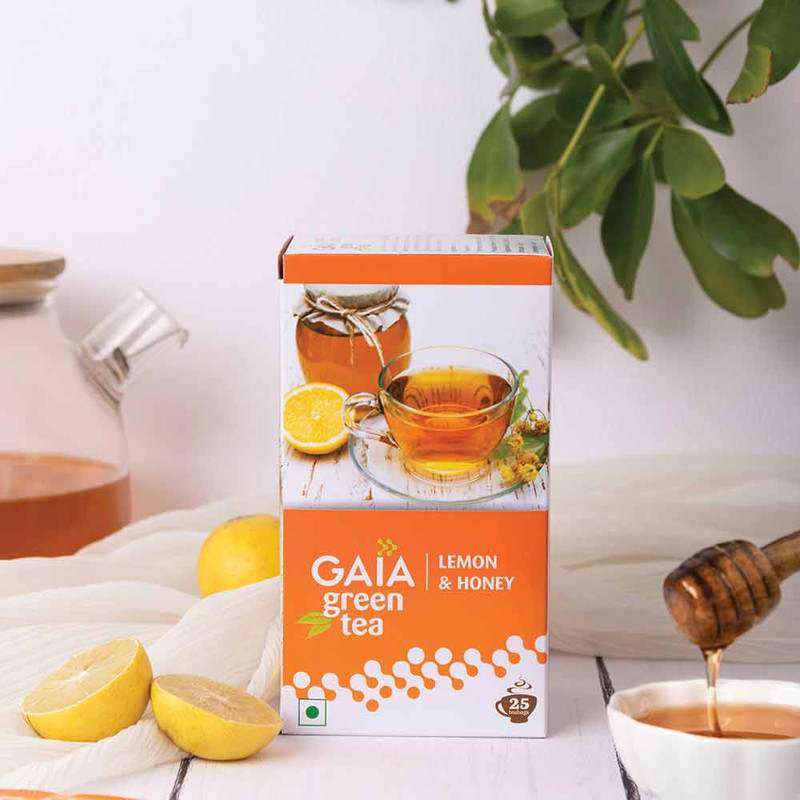 GAIA | Green Tea Lemon & Honey-25 Tea Bags | Pack of 2