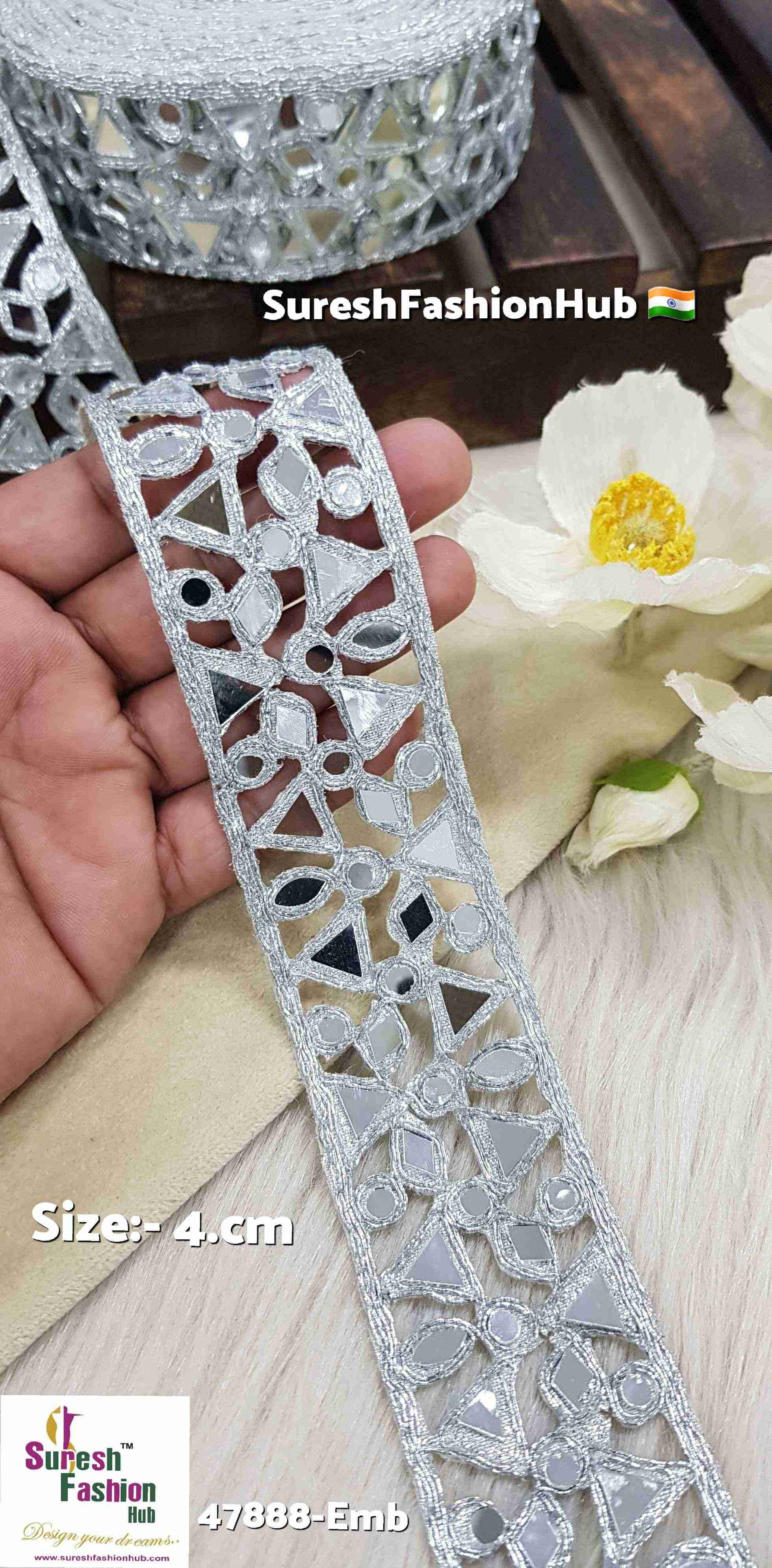 Silver Sparkle Bloom Mirror Lace – 47888-Emb