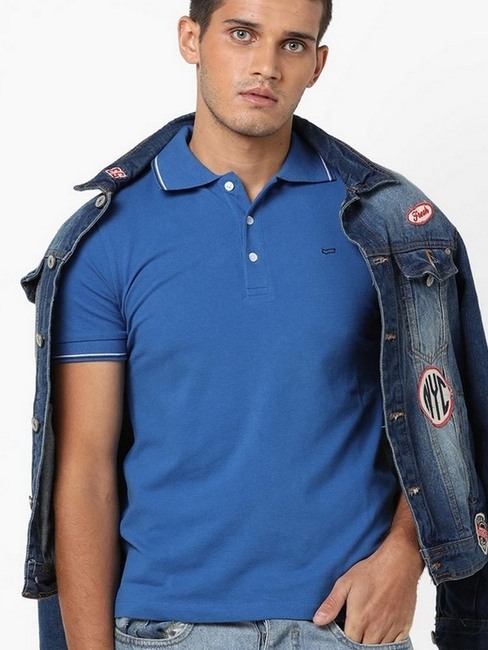 GAS | Ralph Solid Blue Slim Fit Polo T-shirt