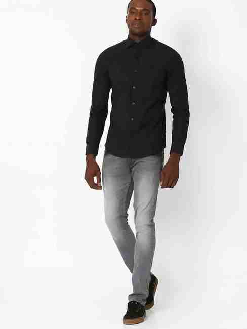 Men's Andrew solid black shirt