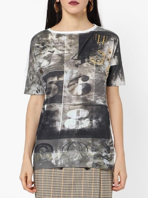GAS | Nazelie Military Graphic Print Crew-Neck T-shirt