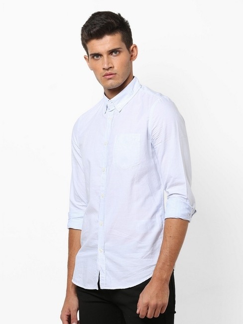 GAS | Men's Flix SS jacquard stripes blue shirt