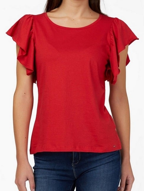 GAS | T-shirt with Ruffled Sleeves