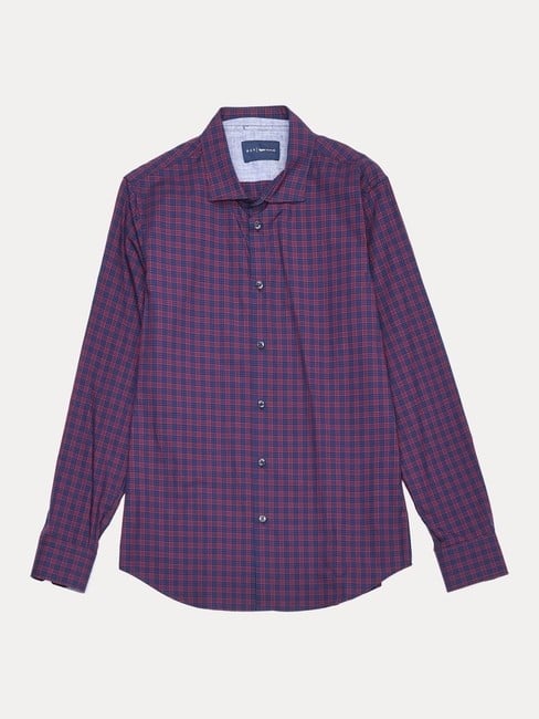 GAS | Blue and Maroon Checked Casual Shirt