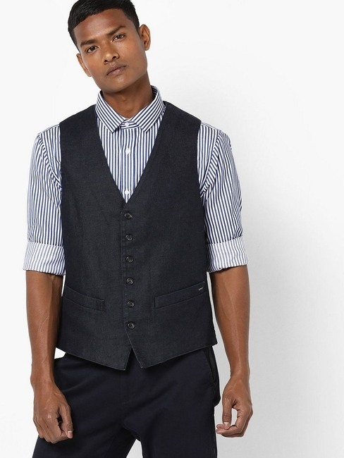 GAS | Slim Fit Single-Breasted Denim Waistcoat