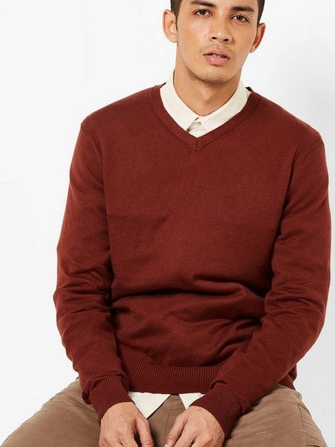 GAS | Slim Fit V-Neck Pullover with Ribbed Hems