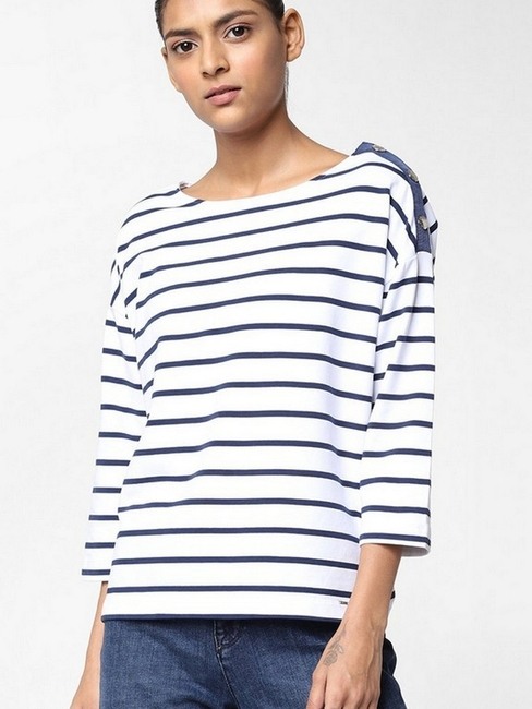 GAS | Sintya Striped Drop-Shoulder Top