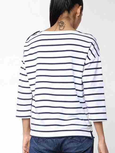 Sintya Striped Drop-Shoulder Top