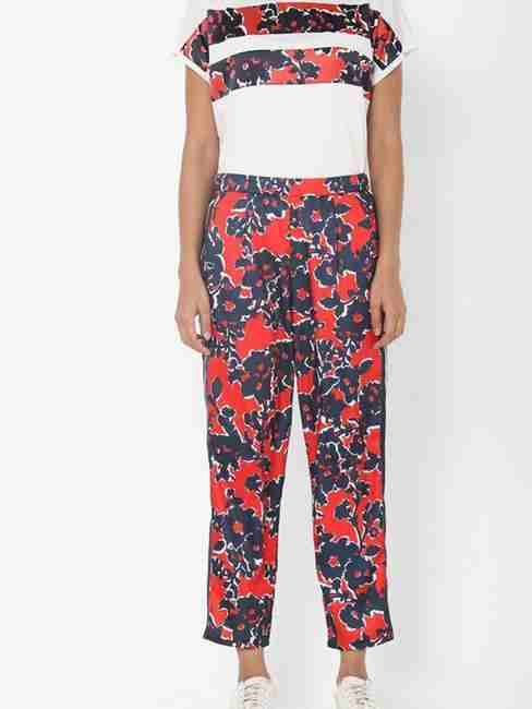 Floral Print Trousers with Insert Pockets