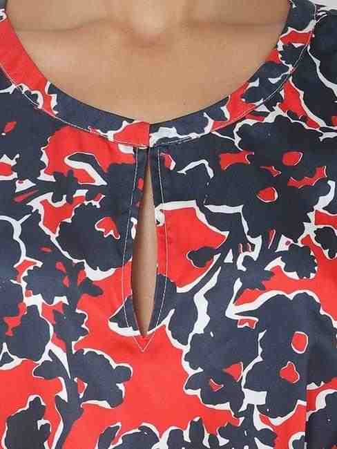 Floral Print Dress with Waist Tie-Up