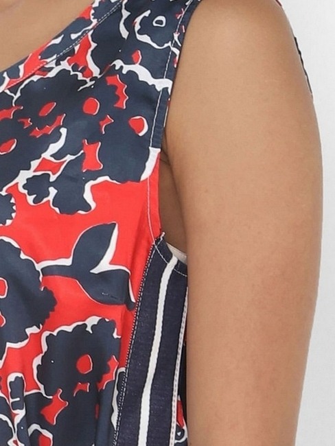 Floral Print Dress with Waist Tie-Up