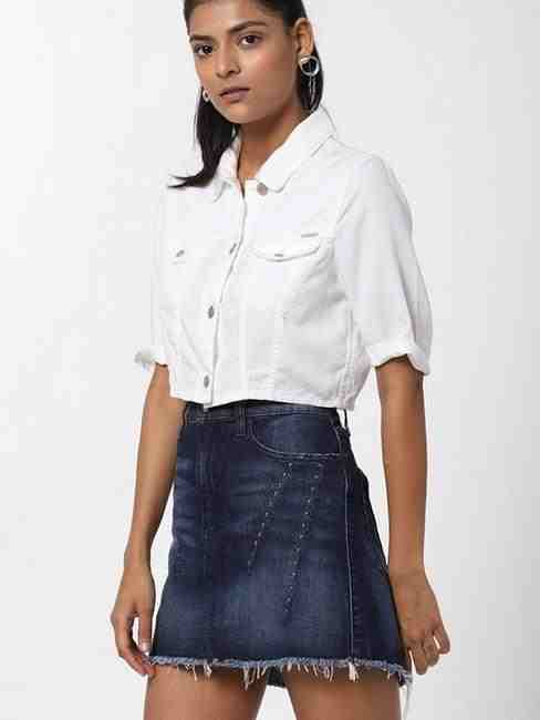 Warming Button-Front Crop Jacket with Flap Pockets
