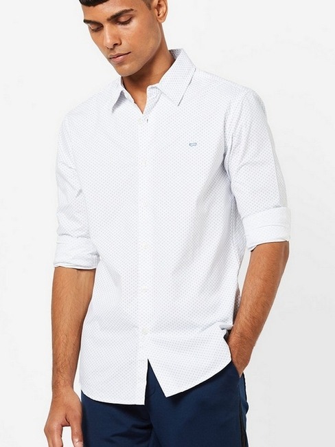 GAS | Micro Print Slim Fit Shirt with Spread Collar