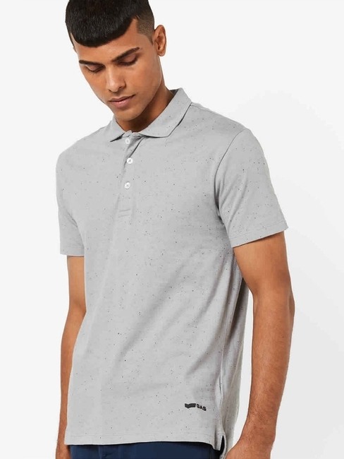 GAS | Speckled Slim Fit Polo T-shirt with Step Hem