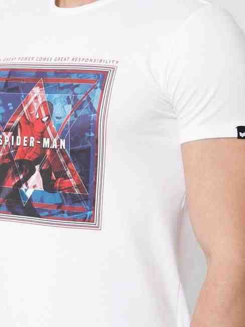 Spider-Man Print Slim Fit Crew-Neck T-shirt