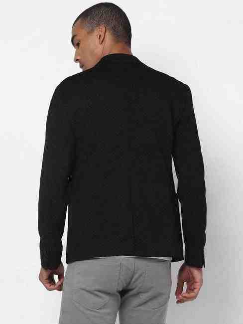 Printed Slim Fit Jacket with Notched Lapel