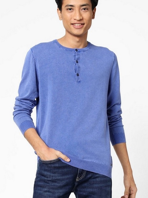 GAS | Lendy Textured Slim Fit Henley Pullover