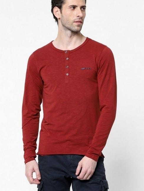 GAS | Men's Kazuki solid henley fire brick t-shirt