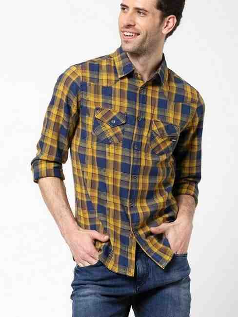 GAS | Slim Fit Checked Shirt with Button Flap Pockets