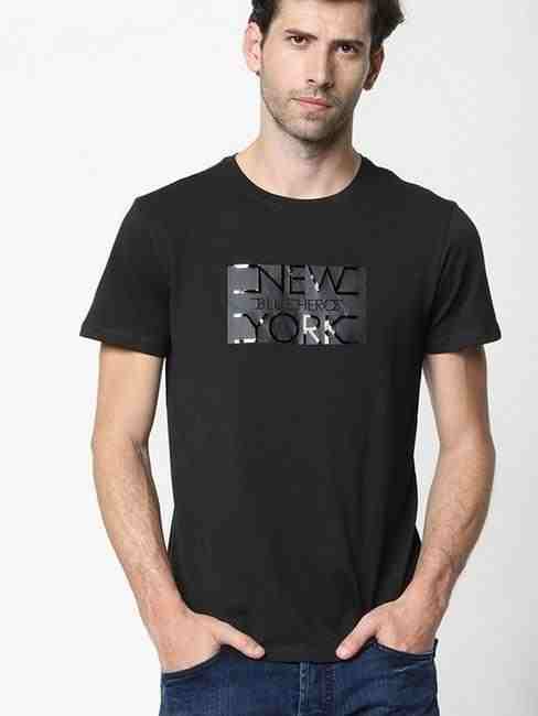 Typographic Print Slim Fit Crew-Neck T-shirt