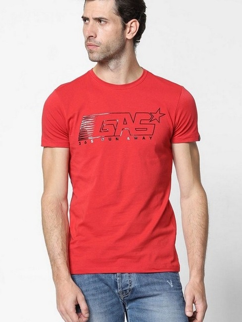 GAS | Graphic Print Slim Fit Crew-Neck T-shirt
