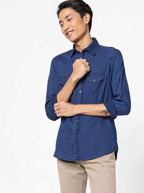 GAS | Printed Slim Fit Shirt with Button-Flap Pockets