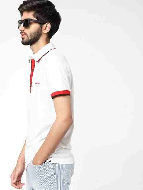 Men's Agap/s solid white polo t-shirt