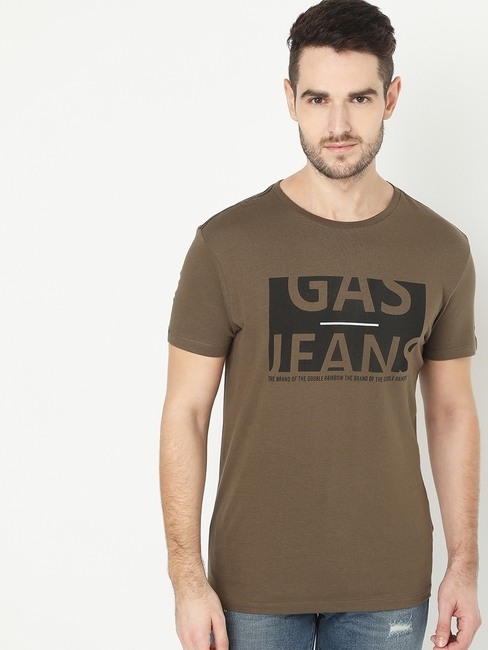 GAS | Scuba Brand Print Slim Fit Crew-Neck T-shirt