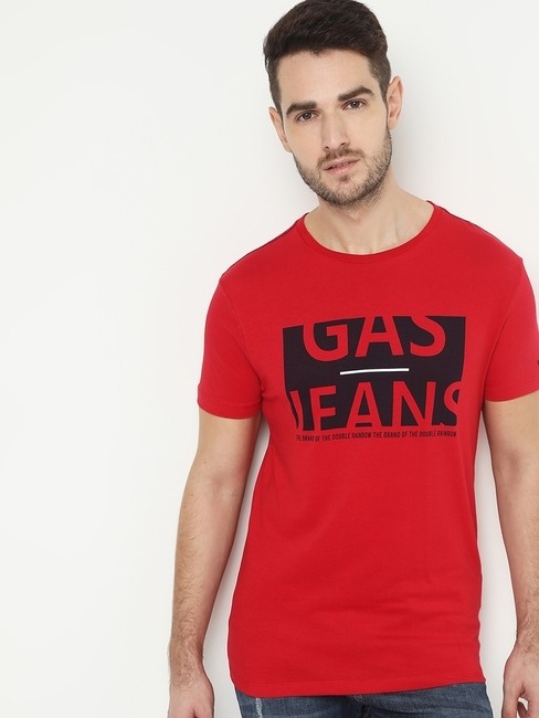 GAS | Scuba Brand Print Slim Fit Crew-Neck T-shirt