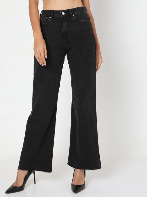 GAS | High-Rise Wide-Leg Jeans with Frayed Hems
