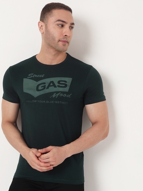 GAS | Brand Print Slim Fit Crew-Neck T-shirt