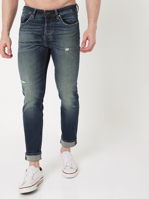 GAS | Norton Washed Distressed Tapered Fit Jeans