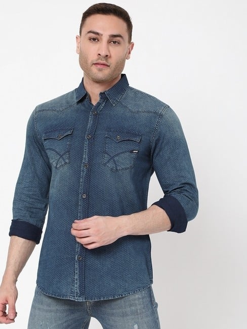 GAS | Washed Slim Fit Shirt with Flap Pockets