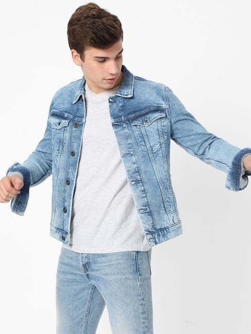 GAS | Organic Cotton Distressed Button-Down Cropped Denim Jacket