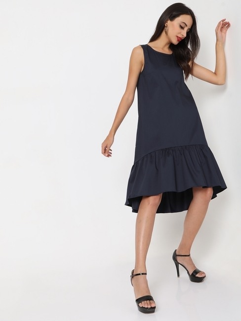 Shift Dress with Ruffled Hemline