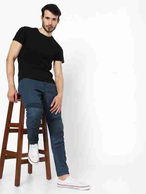 Biker Washed Panelled Slim Fit Jeans