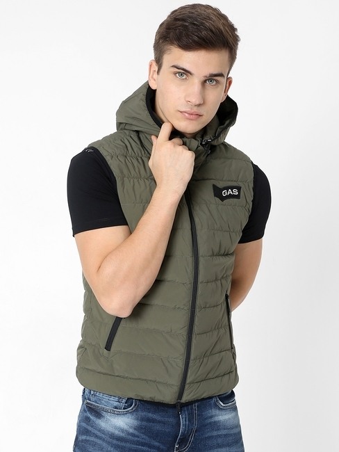 Leo Stitch Quilted Hooded Gilet