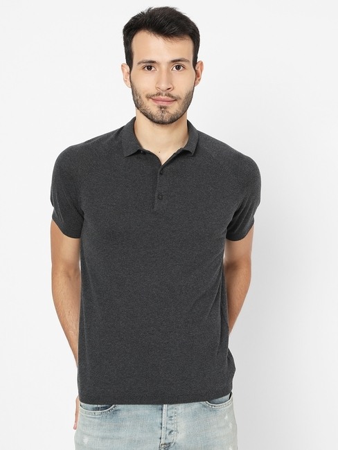 Heathered Polo T-shirt with raglan Sleeves