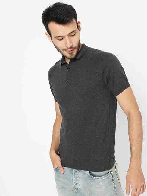 Heathered Polo T-shirt with raglan Sleeves
