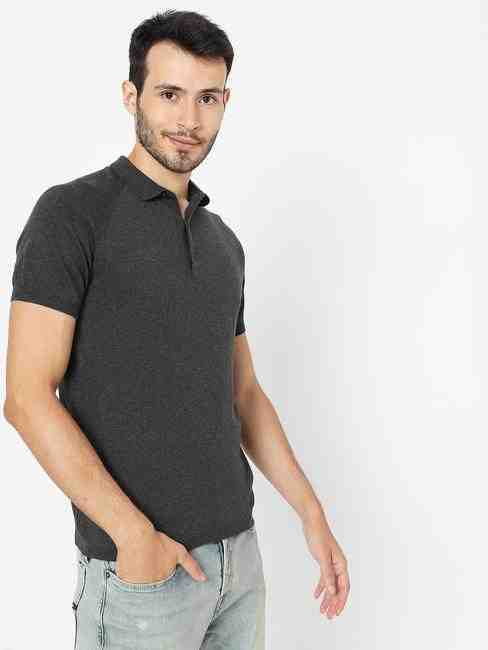 Heathered Polo T-shirt with raglan Sleeves