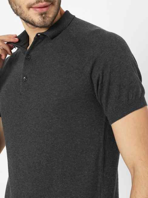 Heathered Polo T-shirt with raglan Sleeves