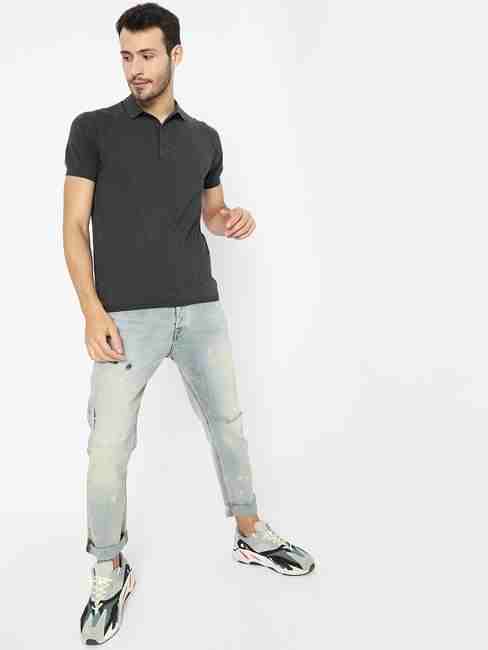 Heathered Polo T-shirt with raglan Sleeves