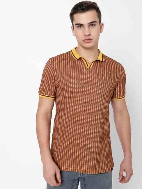 GAS | Geometric Print Slim Fit Polo T-shirt