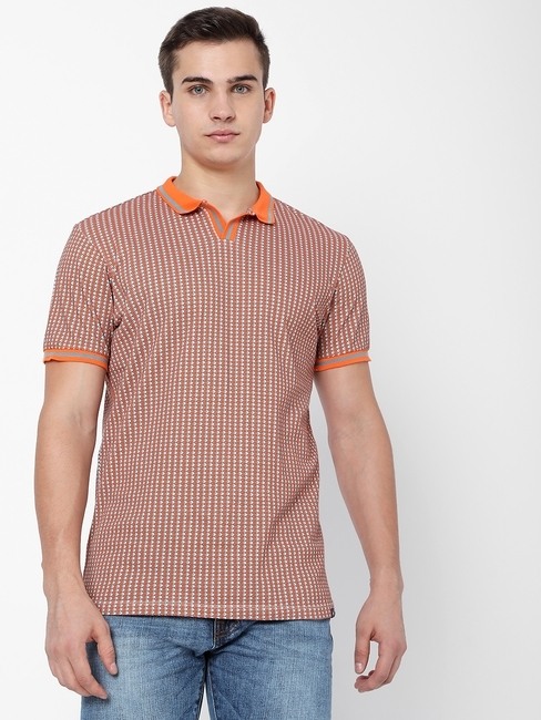 GAS | Geometric Print Slim Fit Polo T-shirt