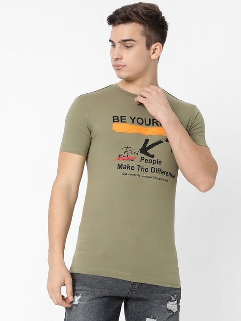 GAS | Typographic Print Slim Fit Crew-Neck T-shirt