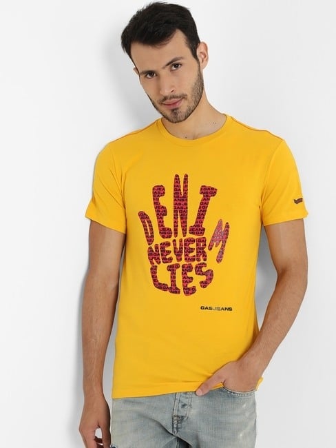 GAS | Typographic Print Slim Fit Crew-Neck T-shirt
