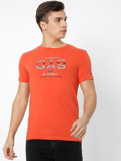 GAS | Brand Print Slim Fit Crew-Neck T-shirt
